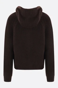 Topwear>META CAMPANIA COLLECTIVE cardigan Michel in cashmere con cappuccio Marrone