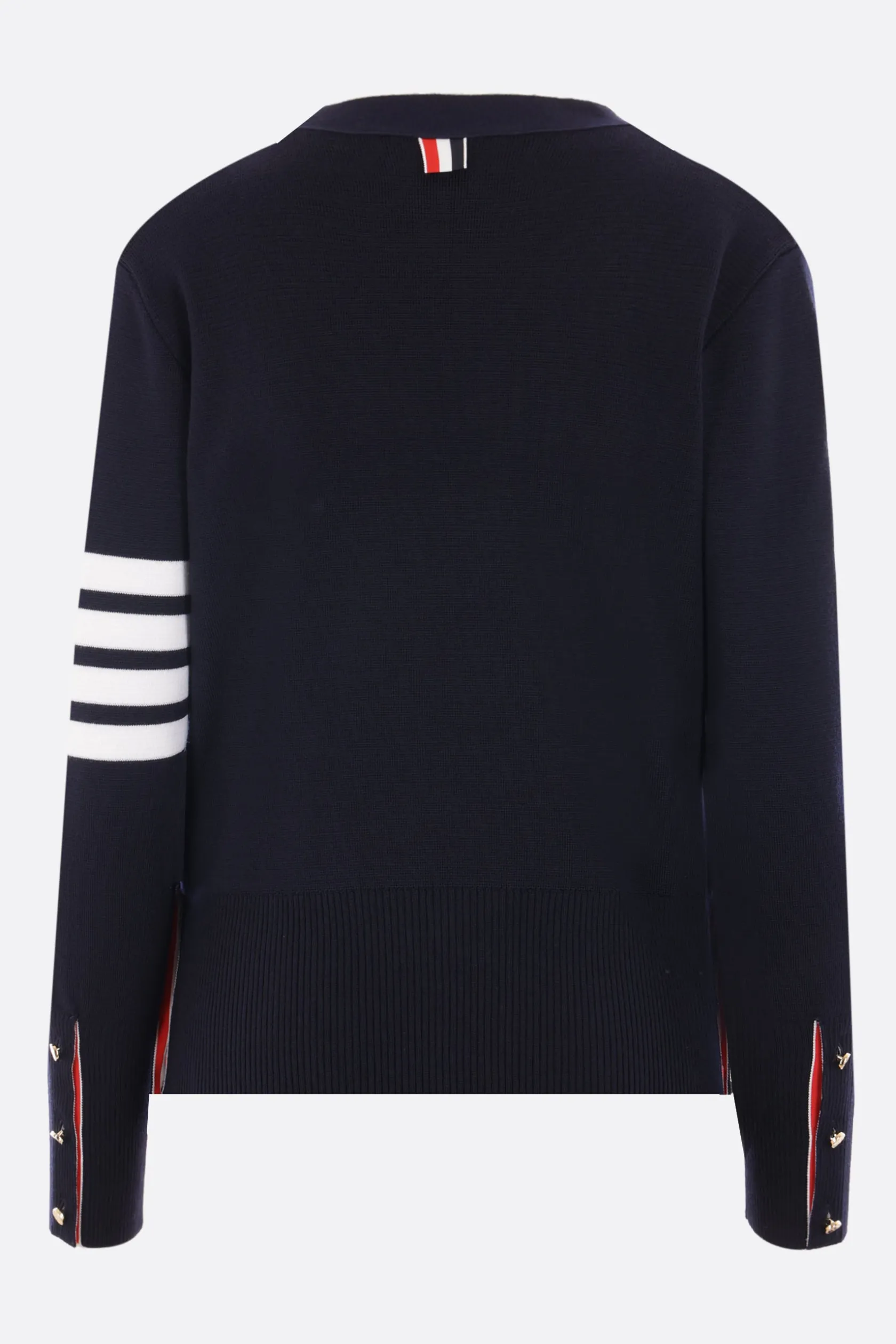 Topwear>THOM BROWNE cardigan Milano in lana 4bar Blu