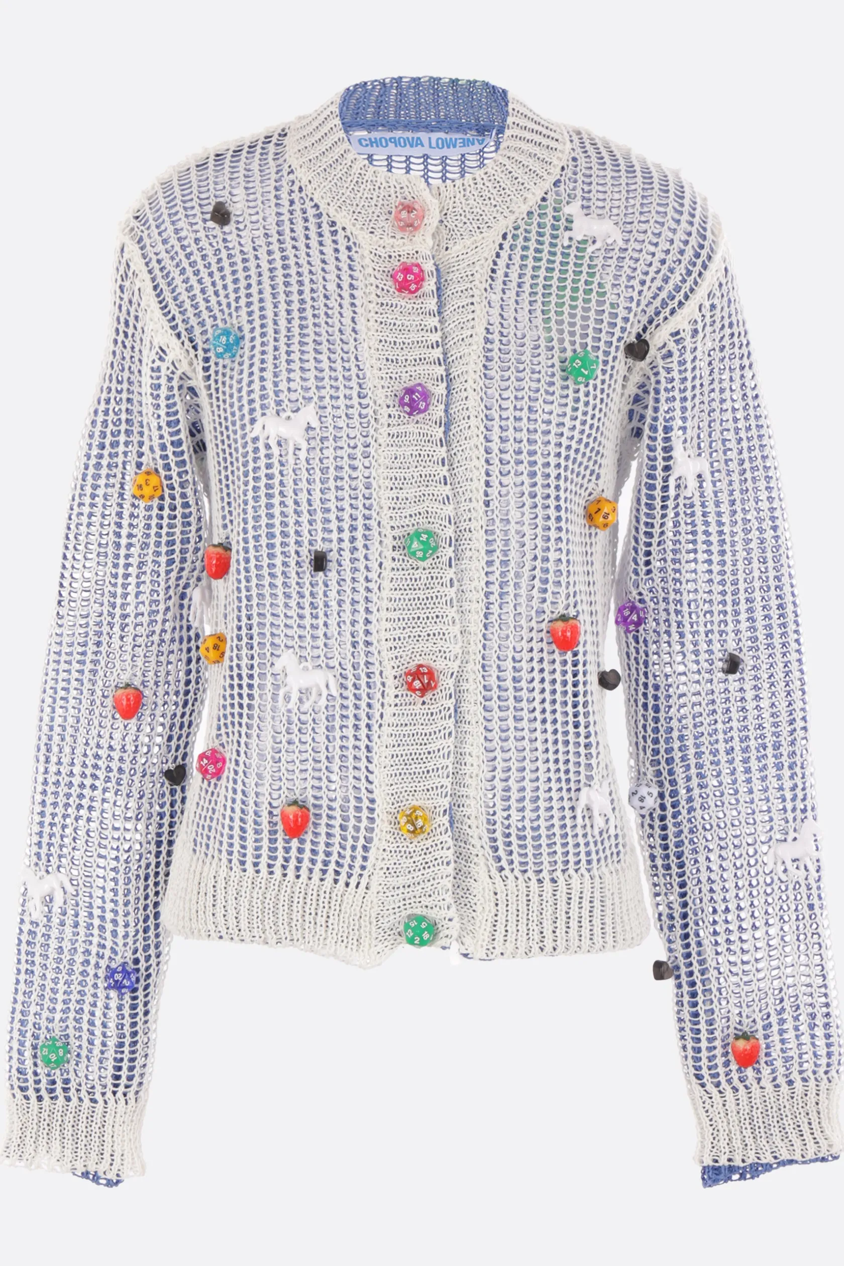 Topwear>CHOPOVA LOWENA cardigan Trip Trip in rete di lino Blu
