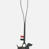Piccola Pelletteria>THOM BROWNE ciondolo da borsa Hector in pelle pebble grain Nero