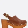 Décolletés E Slingbacks>CHLOÉ clog platform Jeannette in pelle lucida Marrone