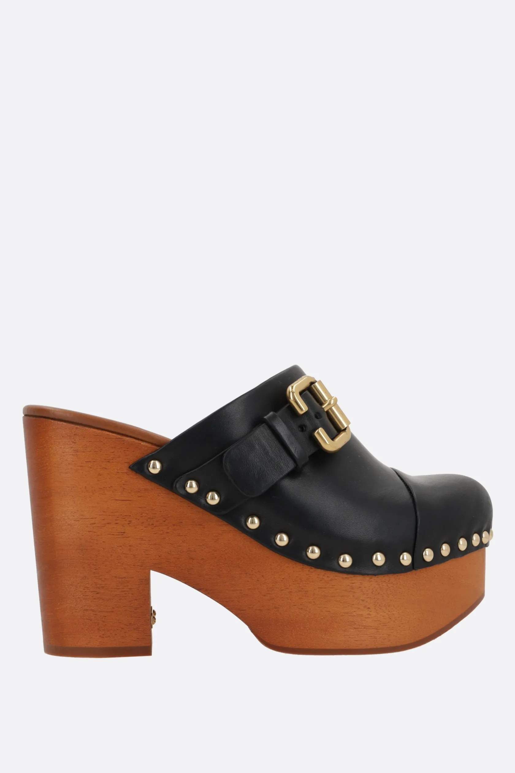 Décolletés E Slingbacks>CHLOÉ clog platform Jeannette in pelle liscia Nero