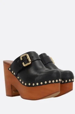 Décolletés E Slingbacks>CHLOÉ clog platform Jeannette in pelle liscia Nero