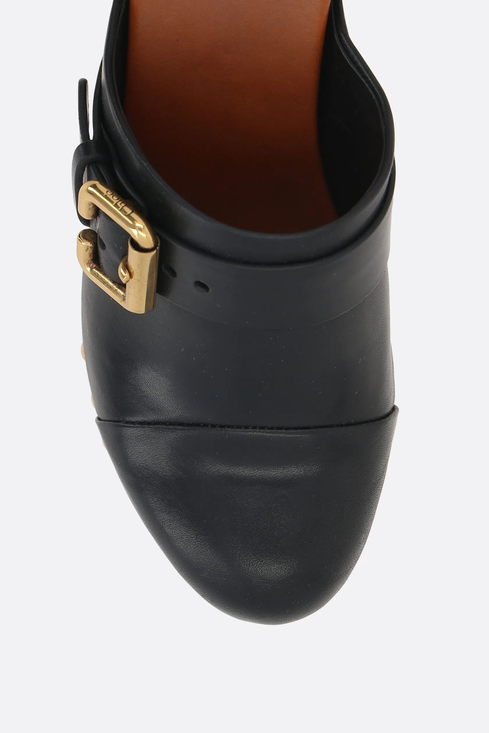 Décolletés E Slingbacks>CHLOÉ clog platform Jeannette in pelle liscia Nero