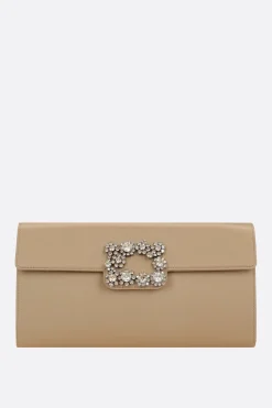 Clutch E Buste>ROGER VIVIER clutch Efflorescence in raso Marrone