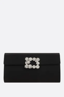 Clutch E Buste>ROGER VIVIER clutch Efflorescence in raso Nero