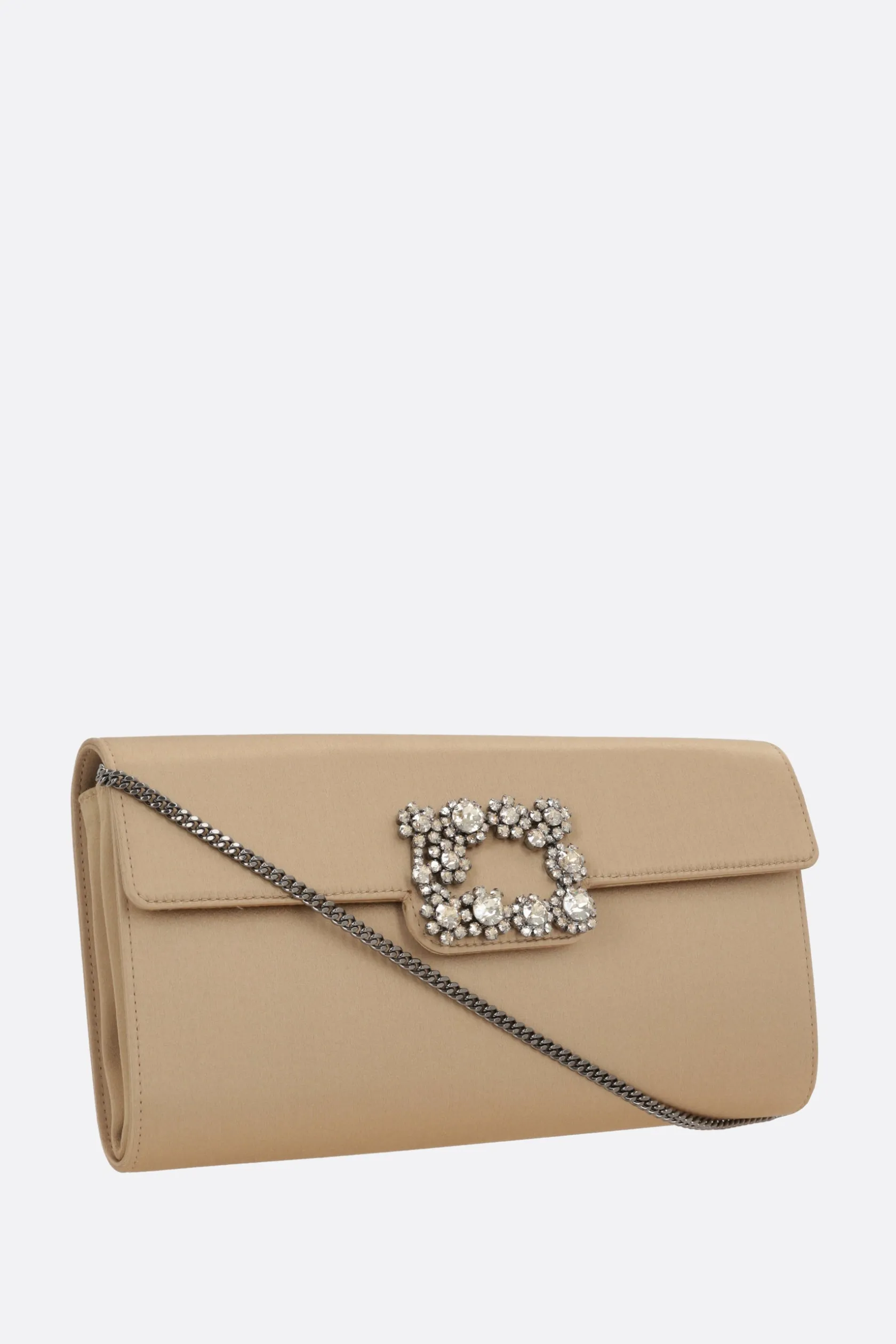 Clutch E Buste>ROGER VIVIER clutch Efflorescence in raso Marrone