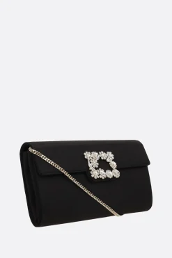 Clutch E Buste>ROGER VIVIER clutch Efflorescence in raso Nero