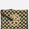 Clutch E Buste>TORY BURCH clutch Ella in rafia check Nero