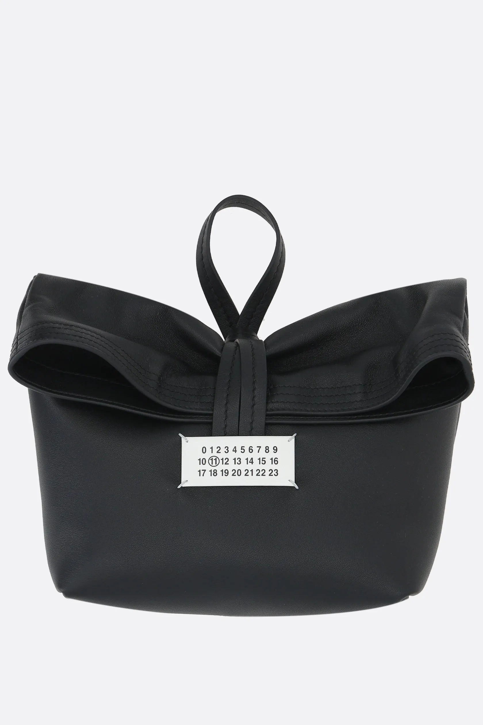 Borse A Mano>MAISON MARGIELA clutch in nappa patch logo numerico Nero
