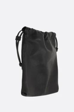 Clutch E Buste>Y'S double pouch in pelle martellata Nero