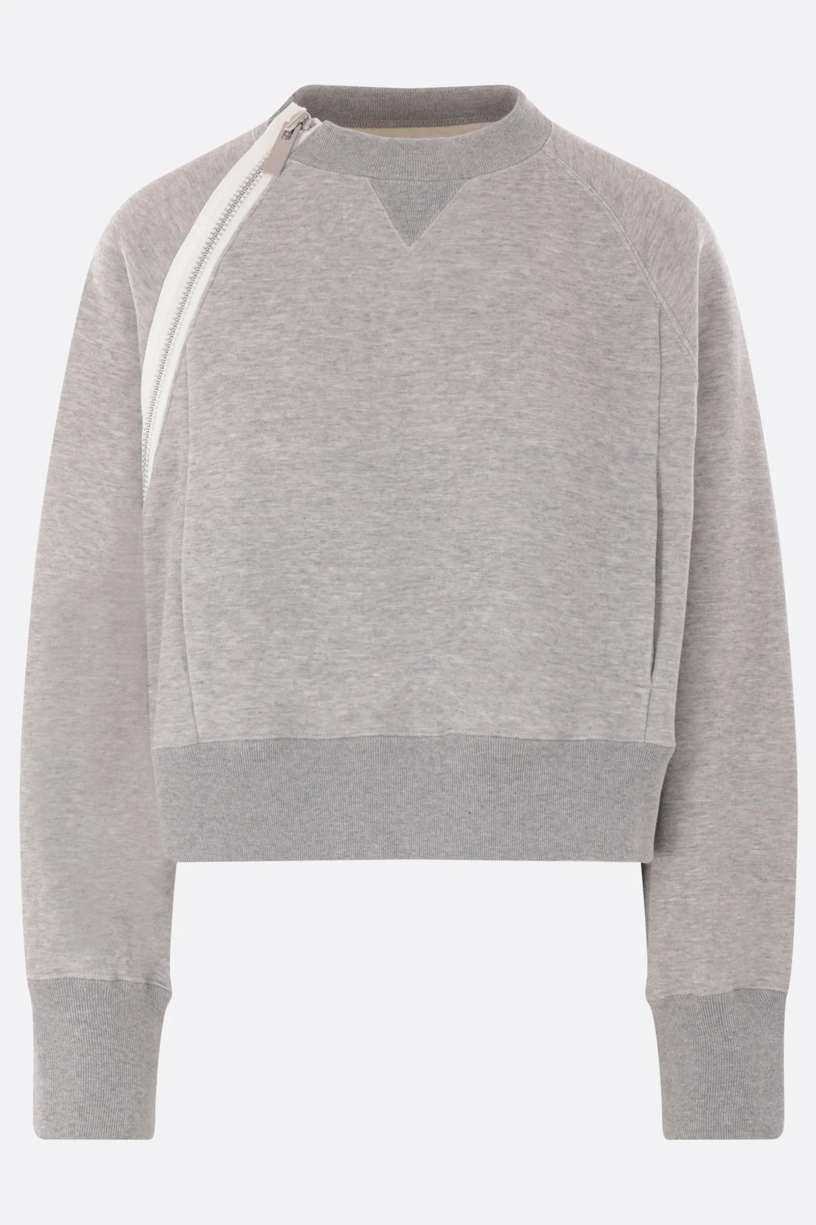 Topwear>SACAI felpa cropped in jersey Grigio