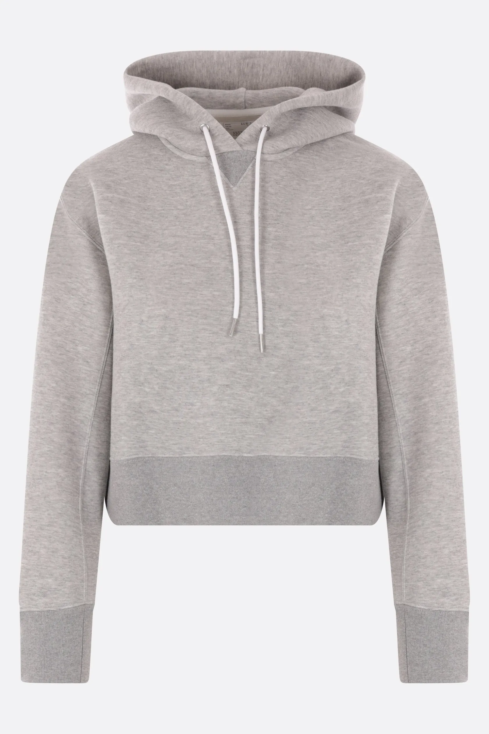 Topwear>SACAI felpa cropped in jersey Grigio