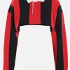 Topwear>VAQUERA felpa cropped Rubgy in jersey a righe Rosso