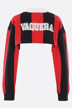 Topwear>VAQUERA felpa cropped Rubgy in jersey a righe Rosso