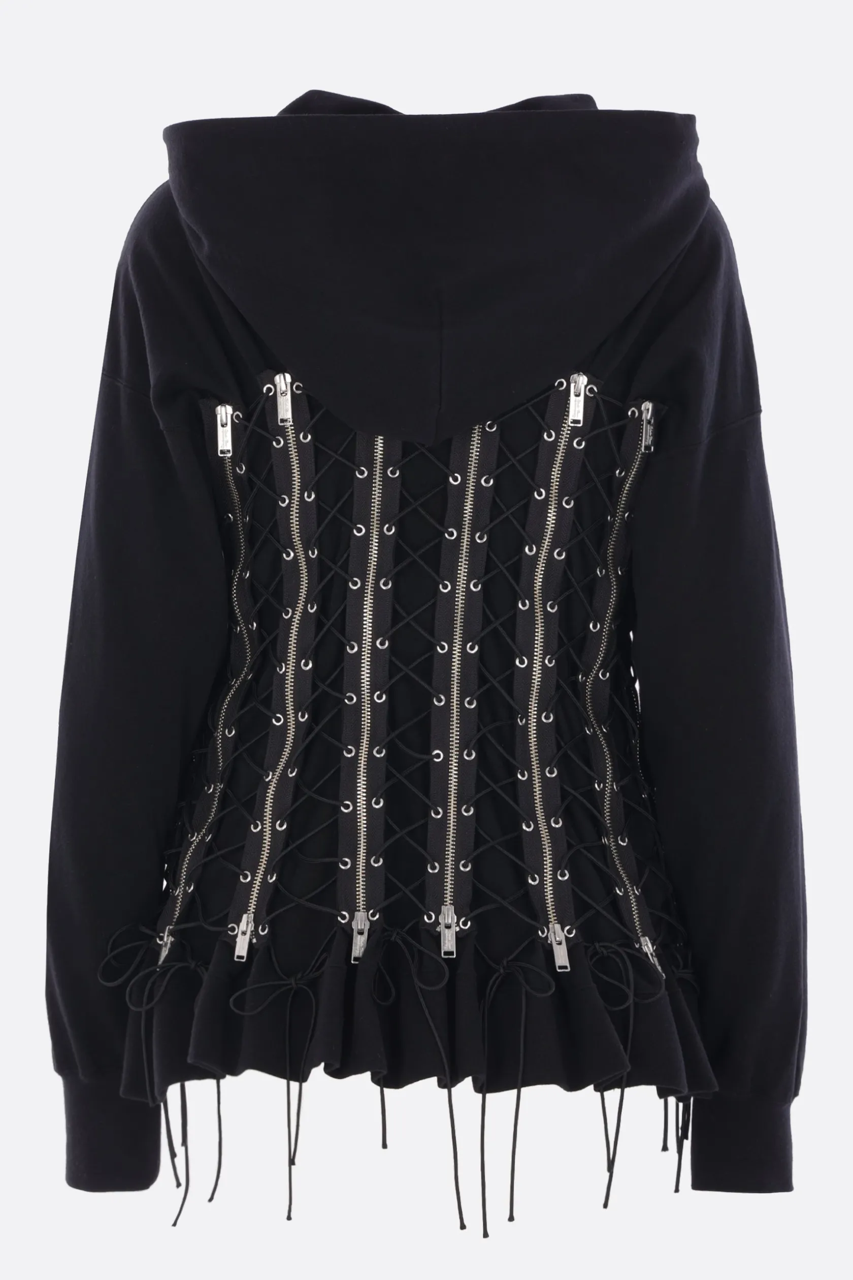 Topwear>UNDERCOVER felpa full-zip in jersey con lacci Nero