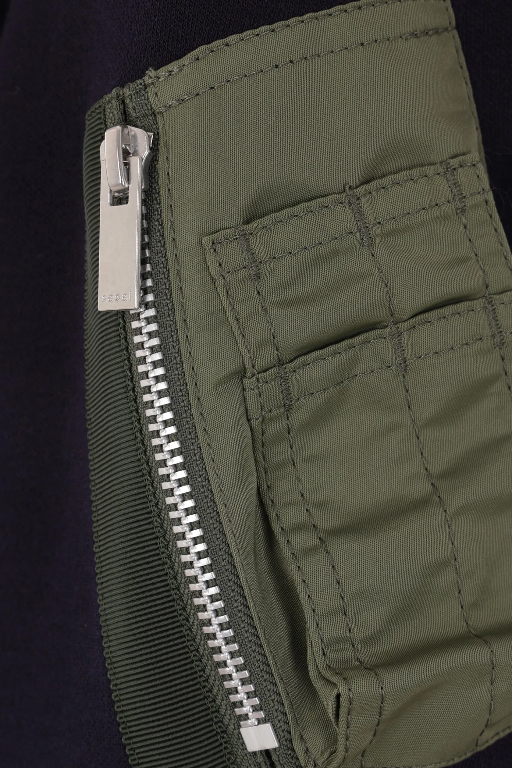 Topwear>SACAI felpa full-zip in jersey e nylon Blu
