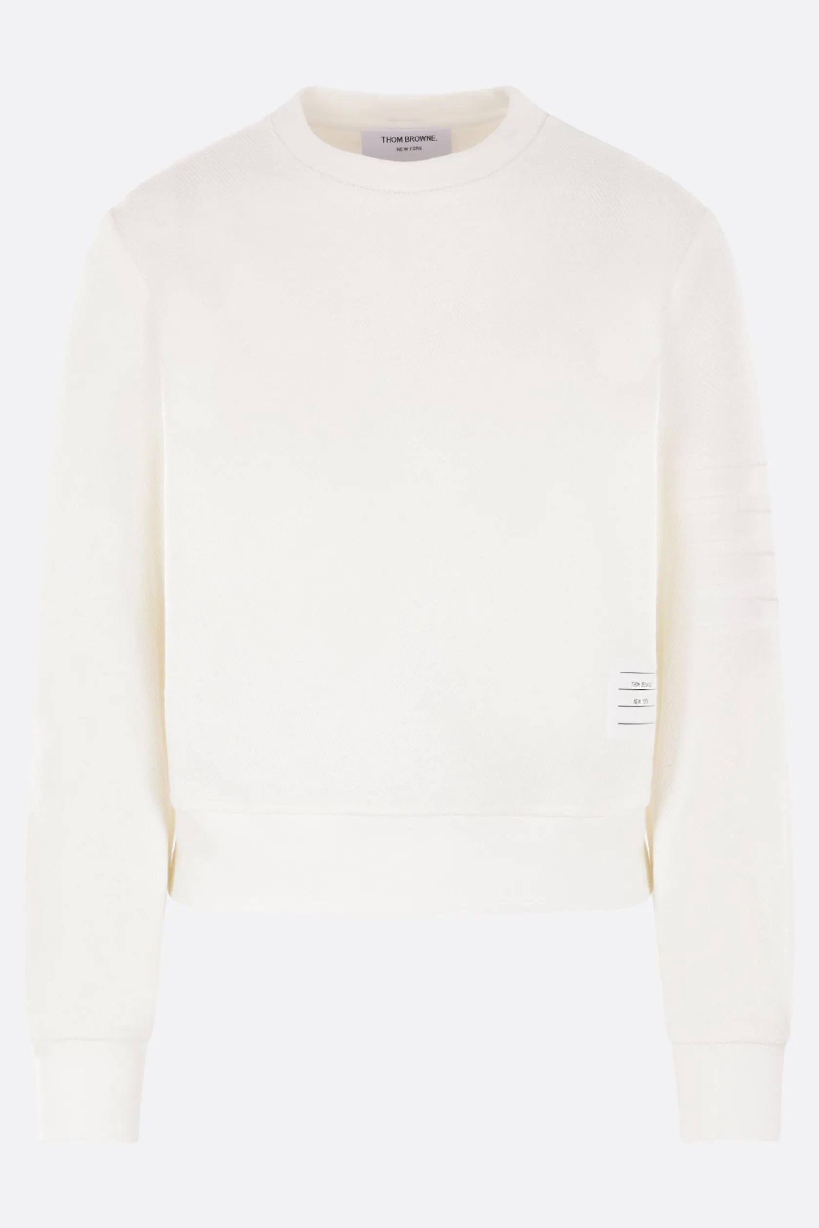 Topwear>THOM BROWNE felpa in jersey a rovescio Bianco