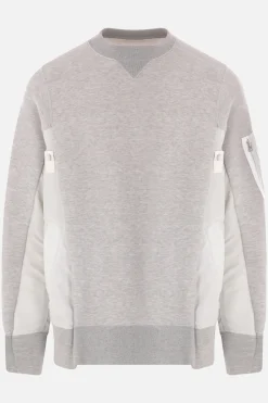 Topwear>SACAI felpa in jersey e twill Grigio