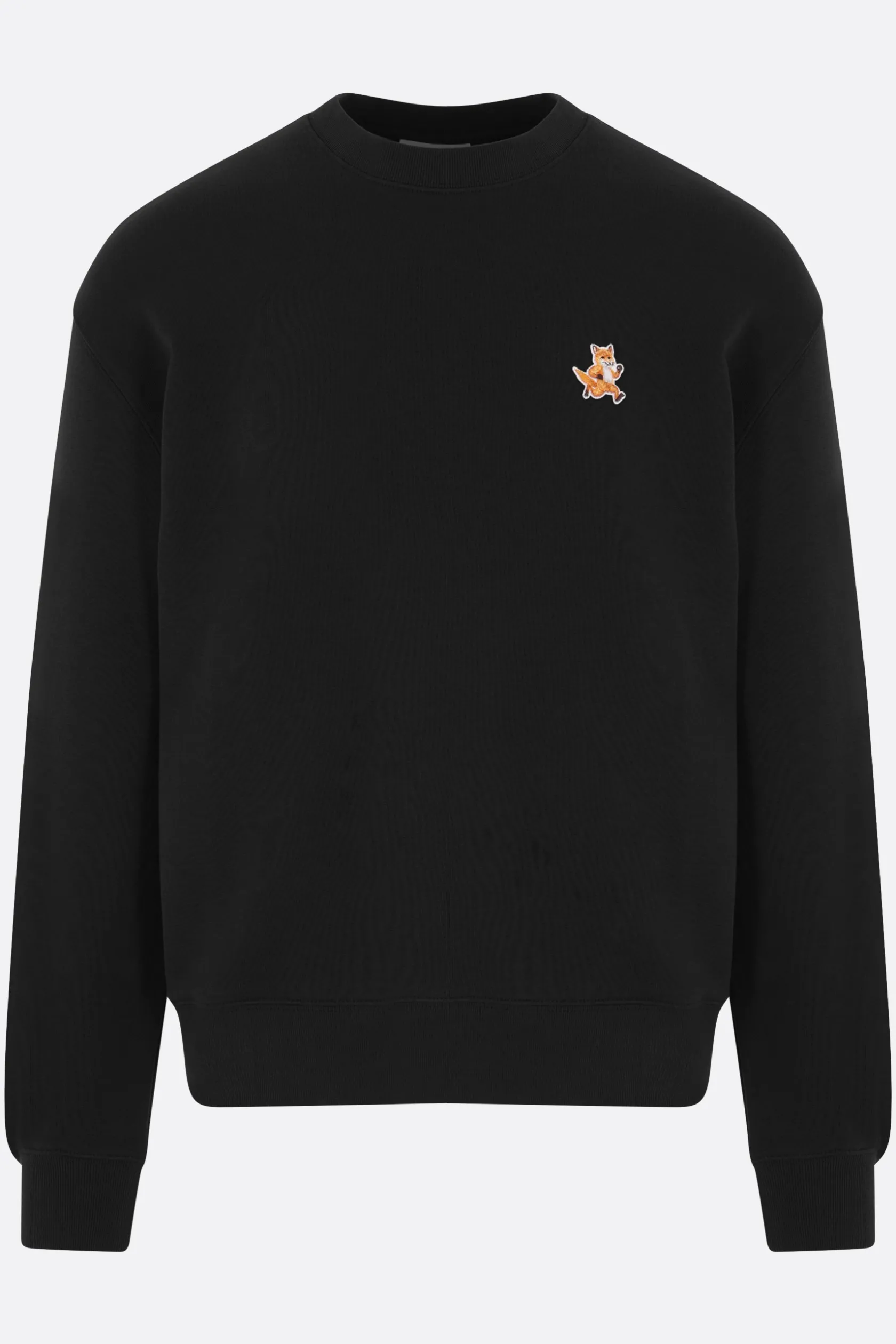 Topwear>MAISON KITSUNÉ felpa in jersey patch logo Speedy Fox Nero