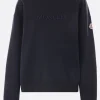 Topwear>MONCLER felpa in jersey ricamo logo Blu