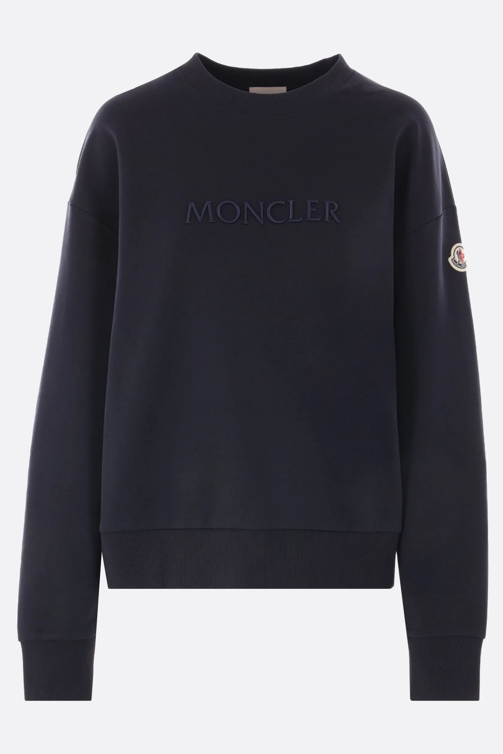 Topwear>MONCLER felpa in jersey ricamo logo Blu