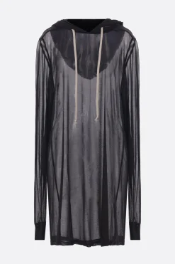 Topwear>RICK OWENS felpa long-fit in viscosa semi-trasparente Nero