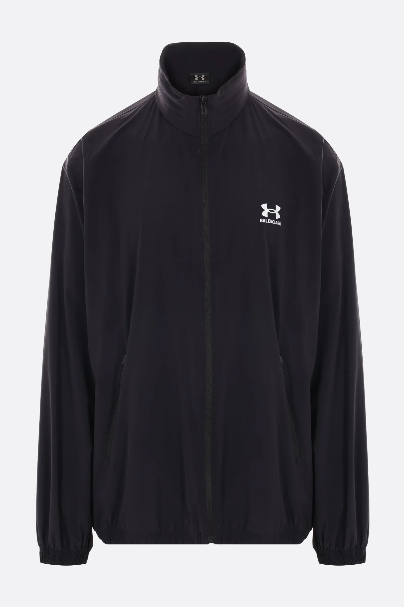 Capispalla>BALENCIAGA giacca a vento oversize Under Armour® in nylon stretch Nero