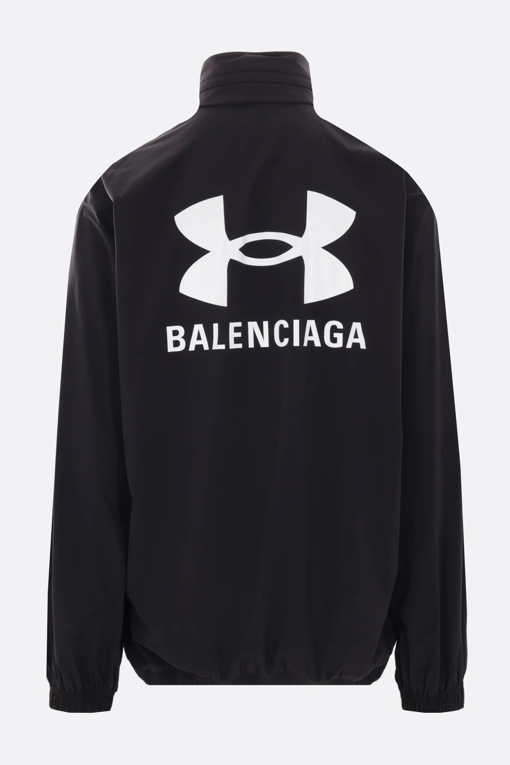Capispalla>BALENCIAGA giacca a vento oversize Under Armour® in nylon stretch Nero