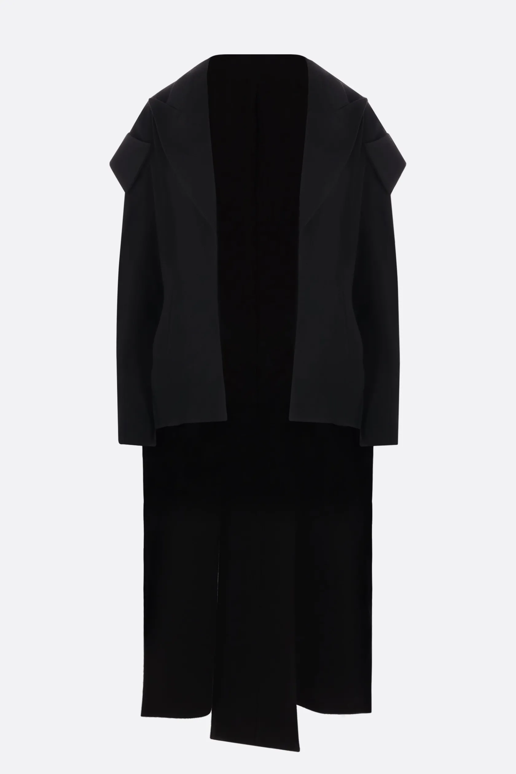Capispalla>YOHJI YAMAMOTO giacca aperta in flanella di lana Nero