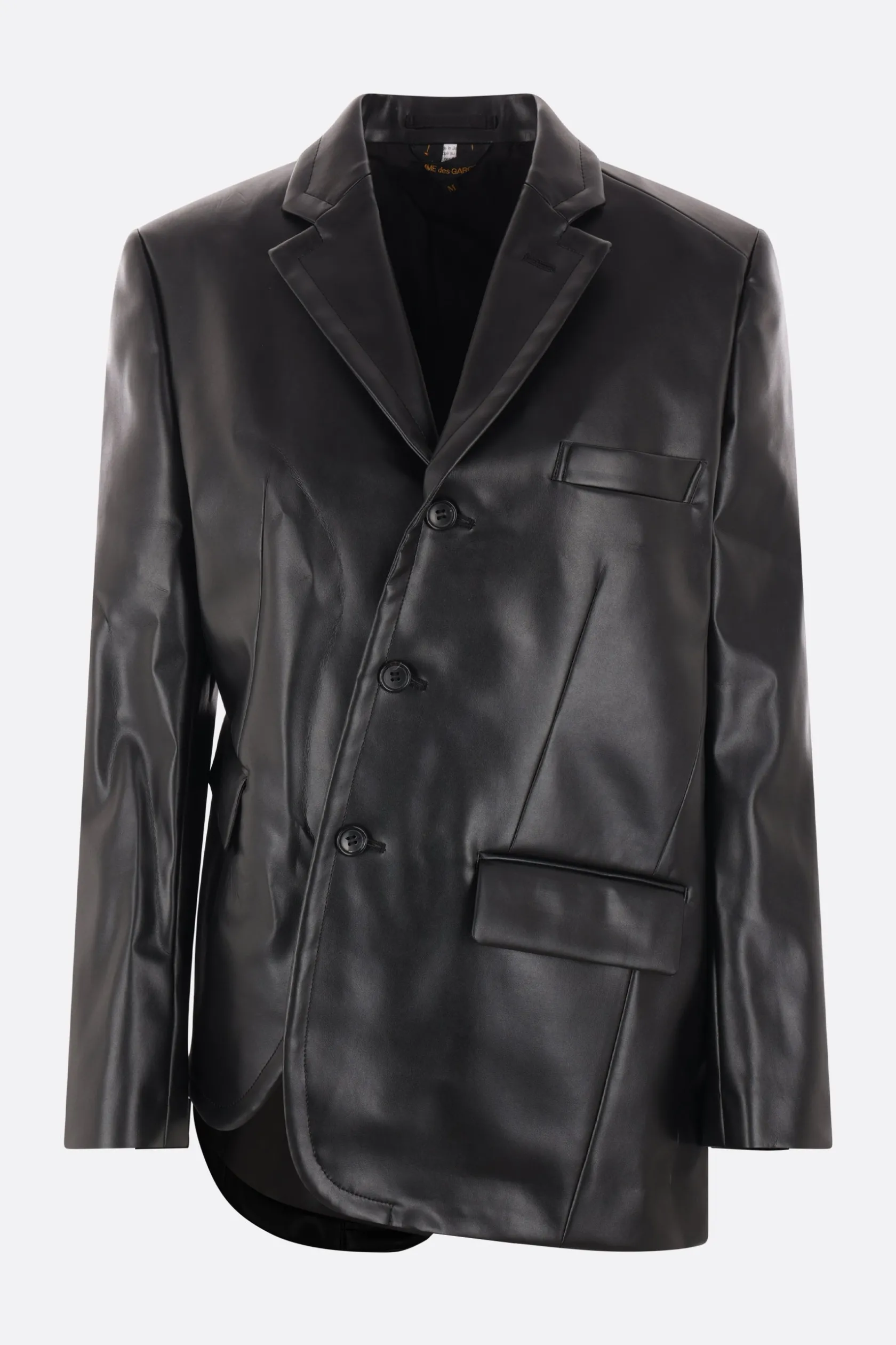 Capispalla>COMME DES GARÇONS giacca asimmetrica in ecopelle Nero