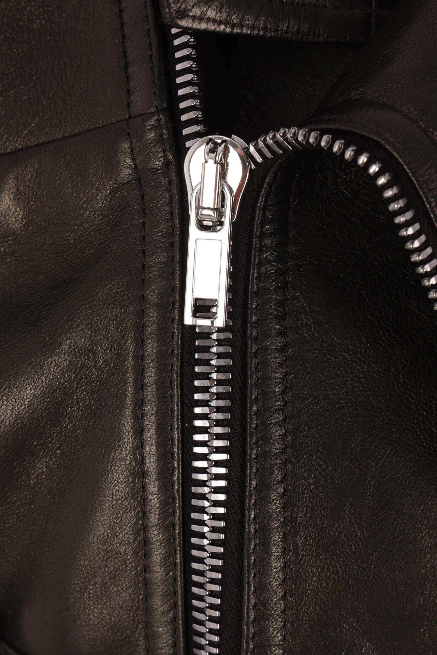 Capispalla>RICK OWENS giacca biker cropped in nappa con cappuccio Nero