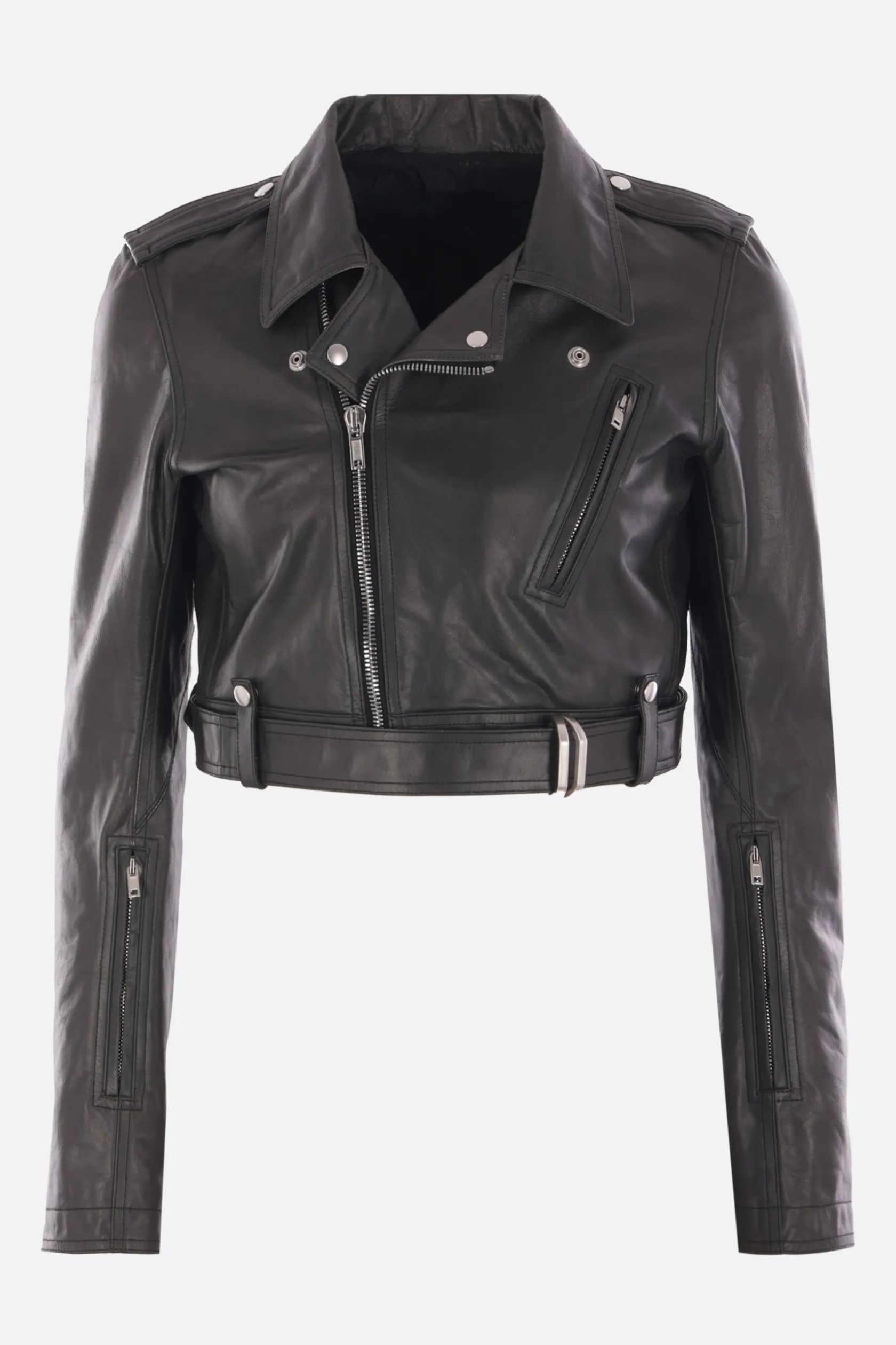 Capispalla>RICK OWENS giacca biker cropped Luke in pelle Nero