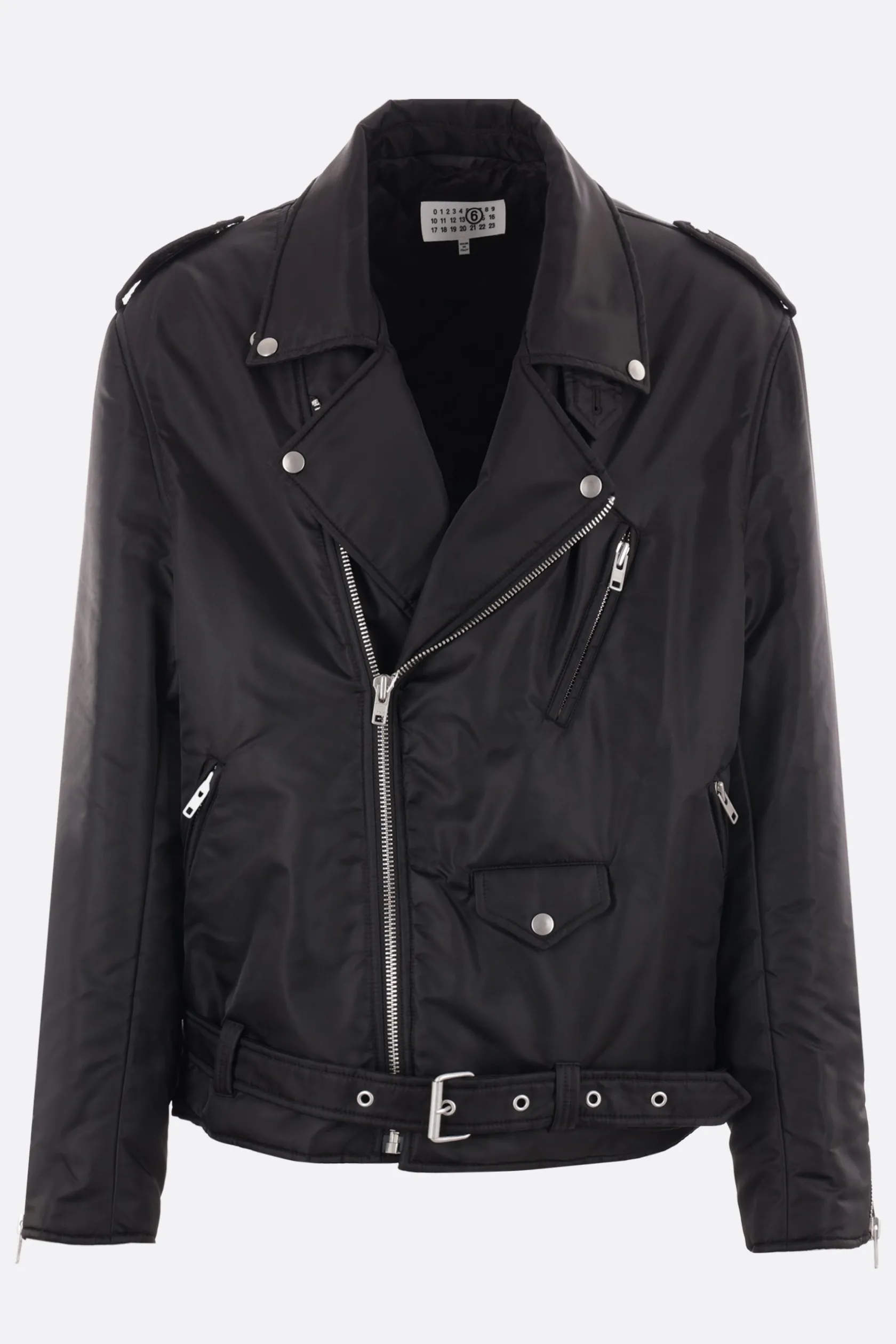 Capispalla>MM6 giacca biker imbottita in nylon Nero