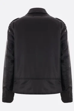 Capispalla>MM6 giacca biker imbottita in nylon Nero