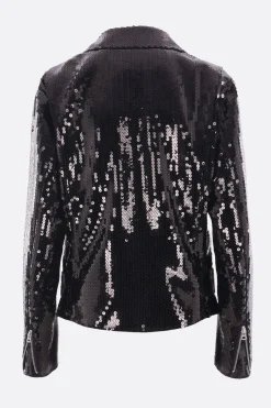 Capispalla>JUNYA WATANABE giacca biker in crepe con paillettes Nero