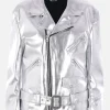 Capispalla>JUNYA WATANABE giacca biker in ecopelle laminata Argento