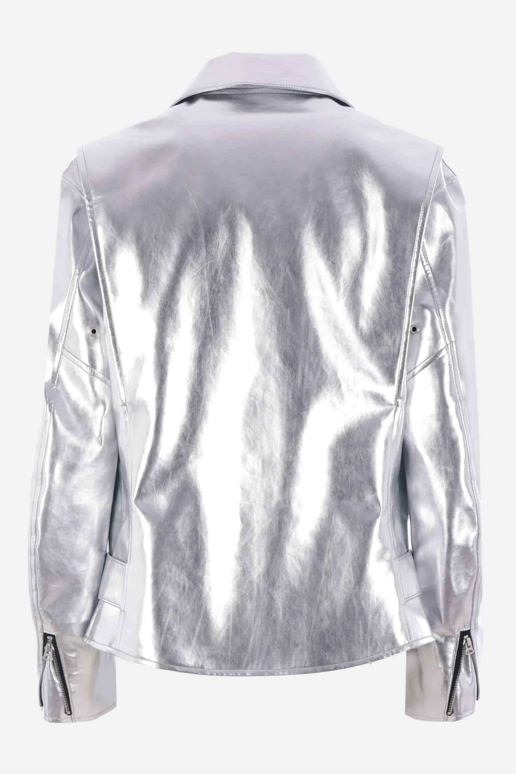 Capispalla>JUNYA WATANABE giacca biker in ecopelle laminata Argento