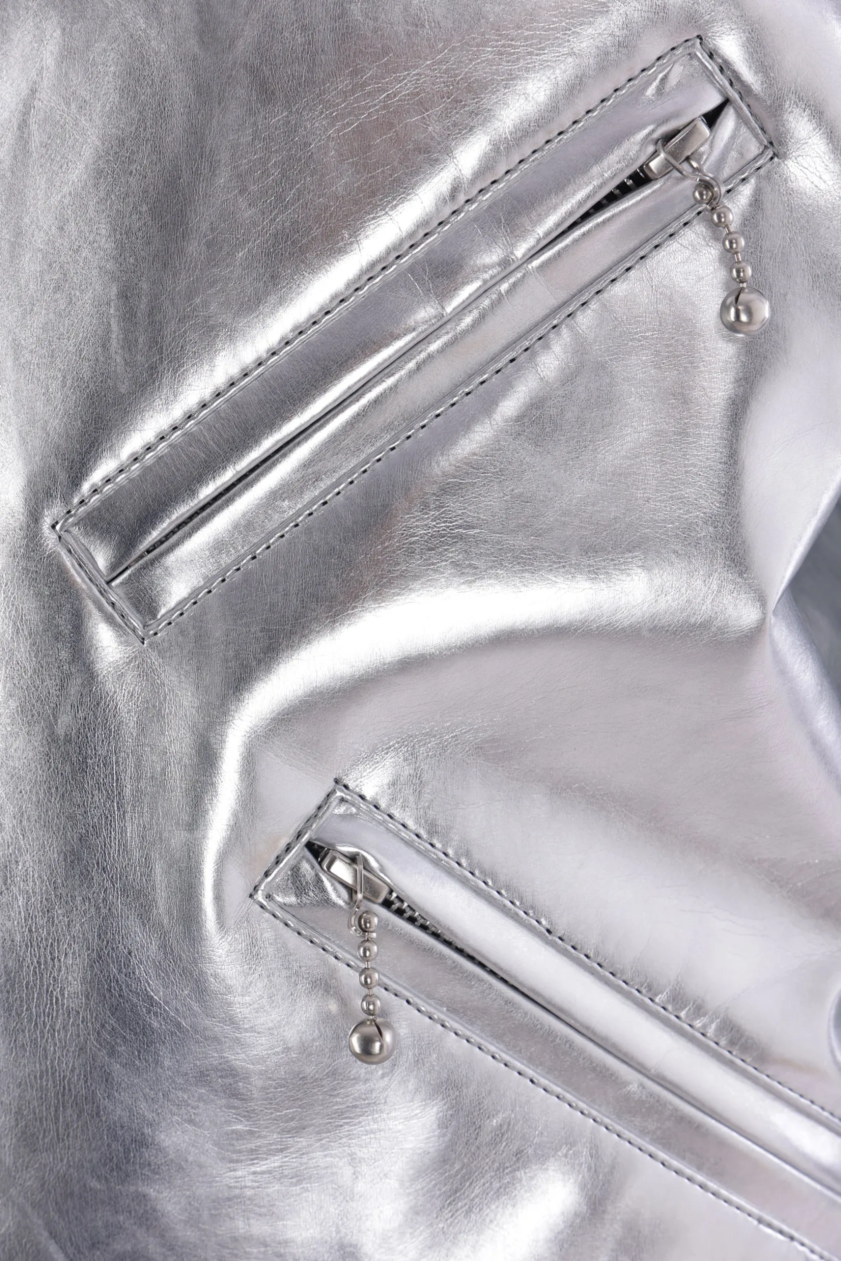 Capispalla>JUNYA WATANABE giacca biker in ecopelle laminata Argento