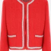 Capispalla>THOM BROWNE giacca cardigan in tweed Rosso