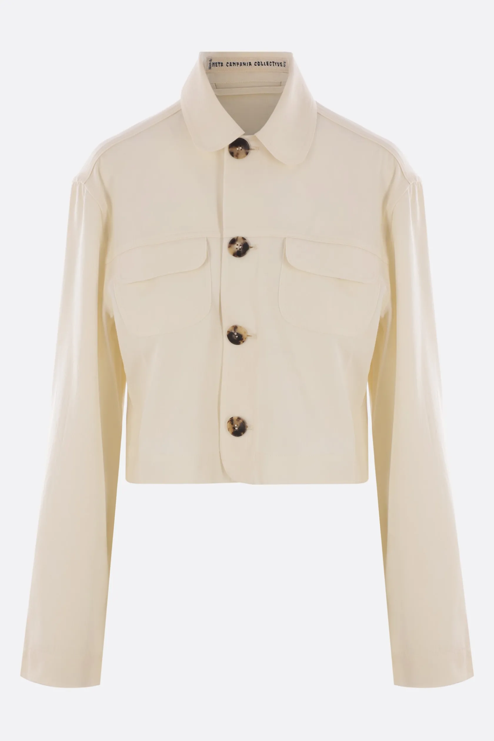 Capispalla>META CAMPANIA COLLECTIVE giacca cropped Camille in twill Bianco