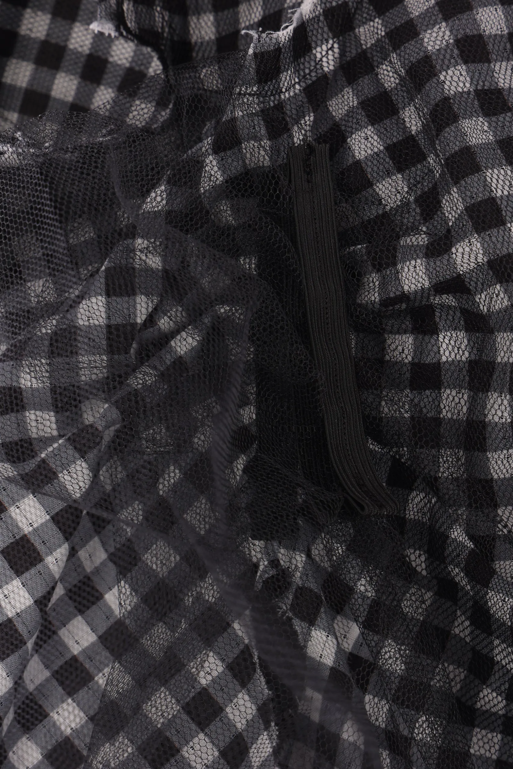 Capispalla>TAO COMME DES GARÇONS giacca cropped in cotone check e tulle Nero