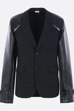 Capispalla>COMME DES GARÇONS HOMME PLUS giacca destrutturata in lana ed ecopelle Nero