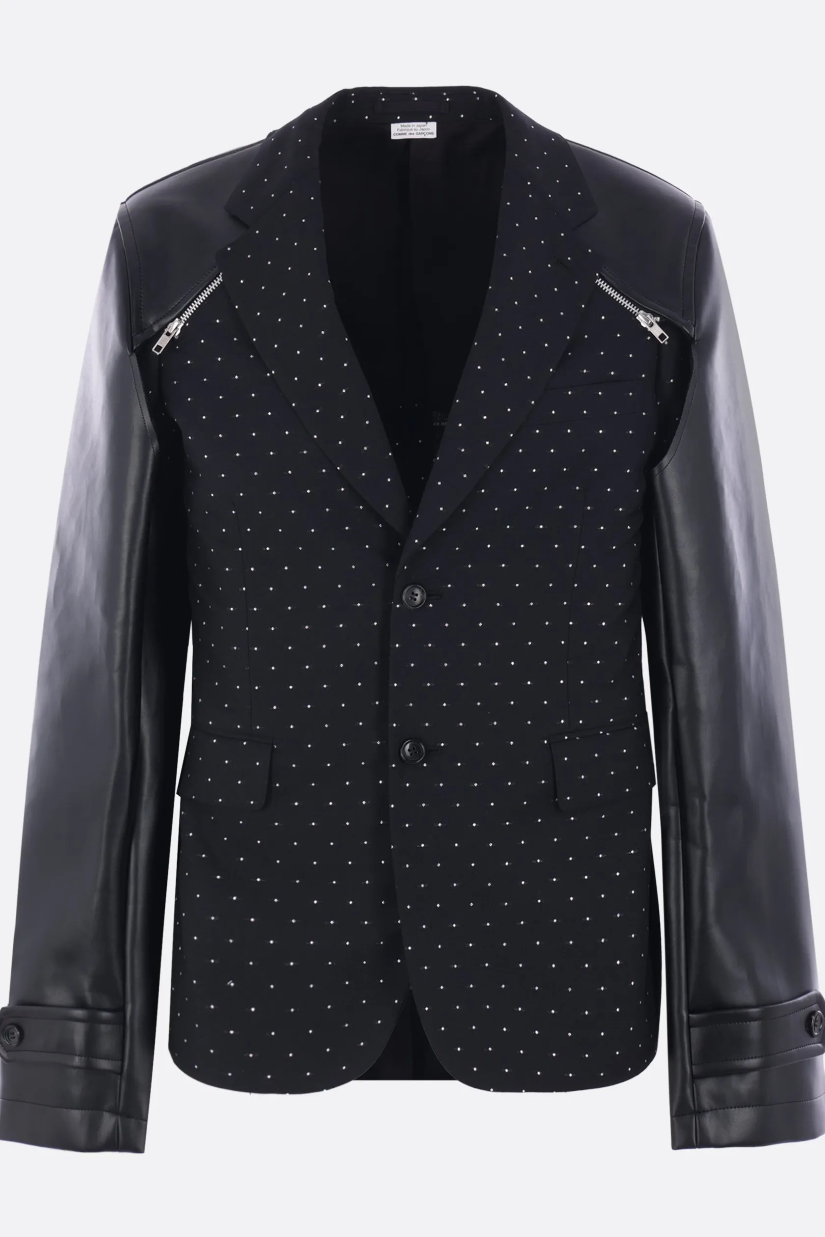Capispalla>COMME DES GARÇONS HOMME PLUS giacca destrutturata in lana ed ecopelle Nero