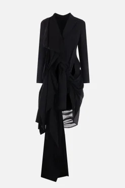 Capispalla>YOHJI YAMAMOTO giacca Disentanglement Puzzle in gabardine e voile Nero