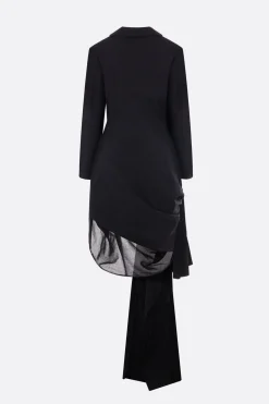 Capispalla>YOHJI YAMAMOTO giacca Disentanglement Puzzle in gabardine e voile Nero