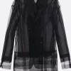 Capispalla>COMME DES GARÇONS giacca doppiopetto in tulle e organza Nero