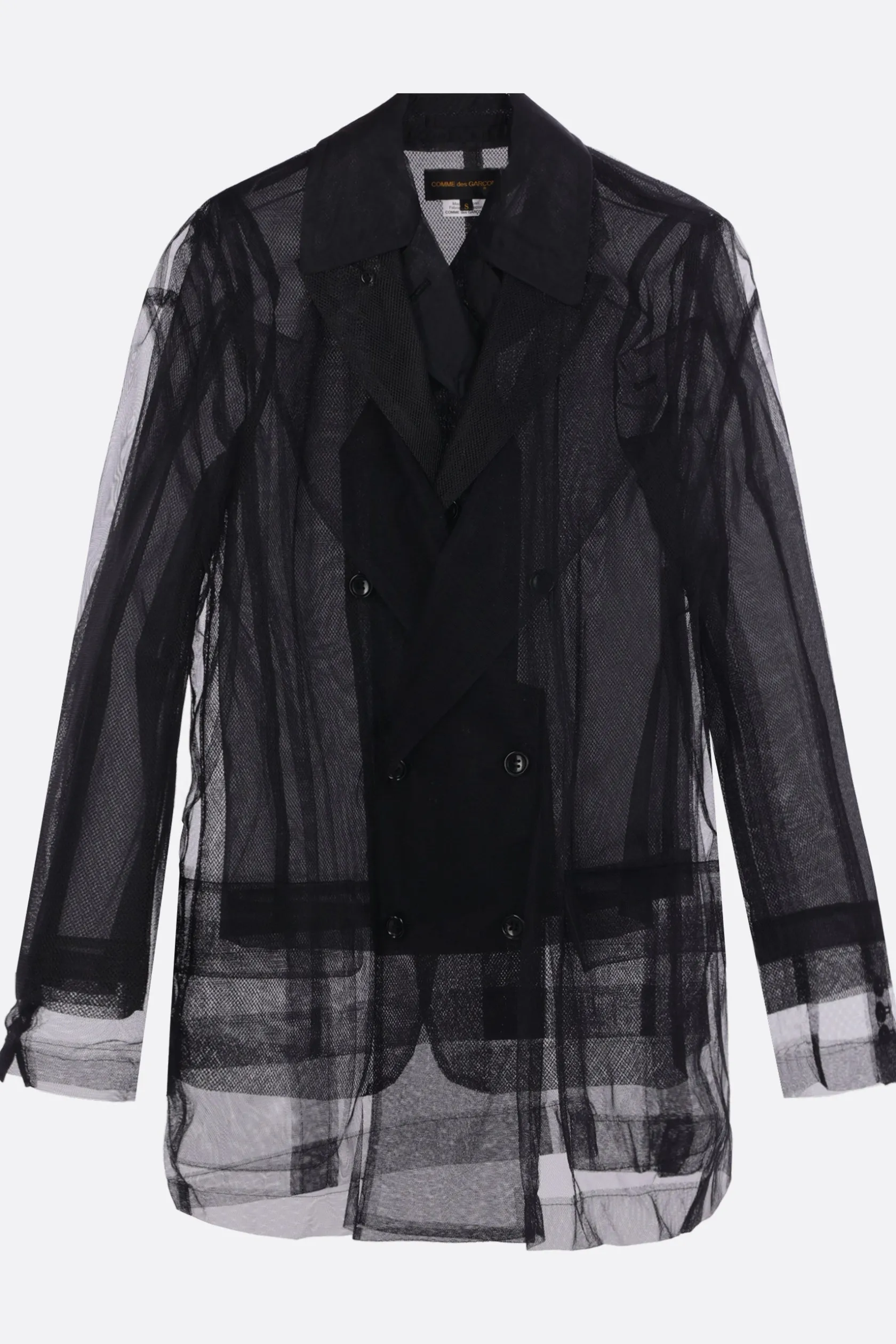 Capispalla>COMME DES GARÇONS giacca doppiopetto in tulle e organza Nero