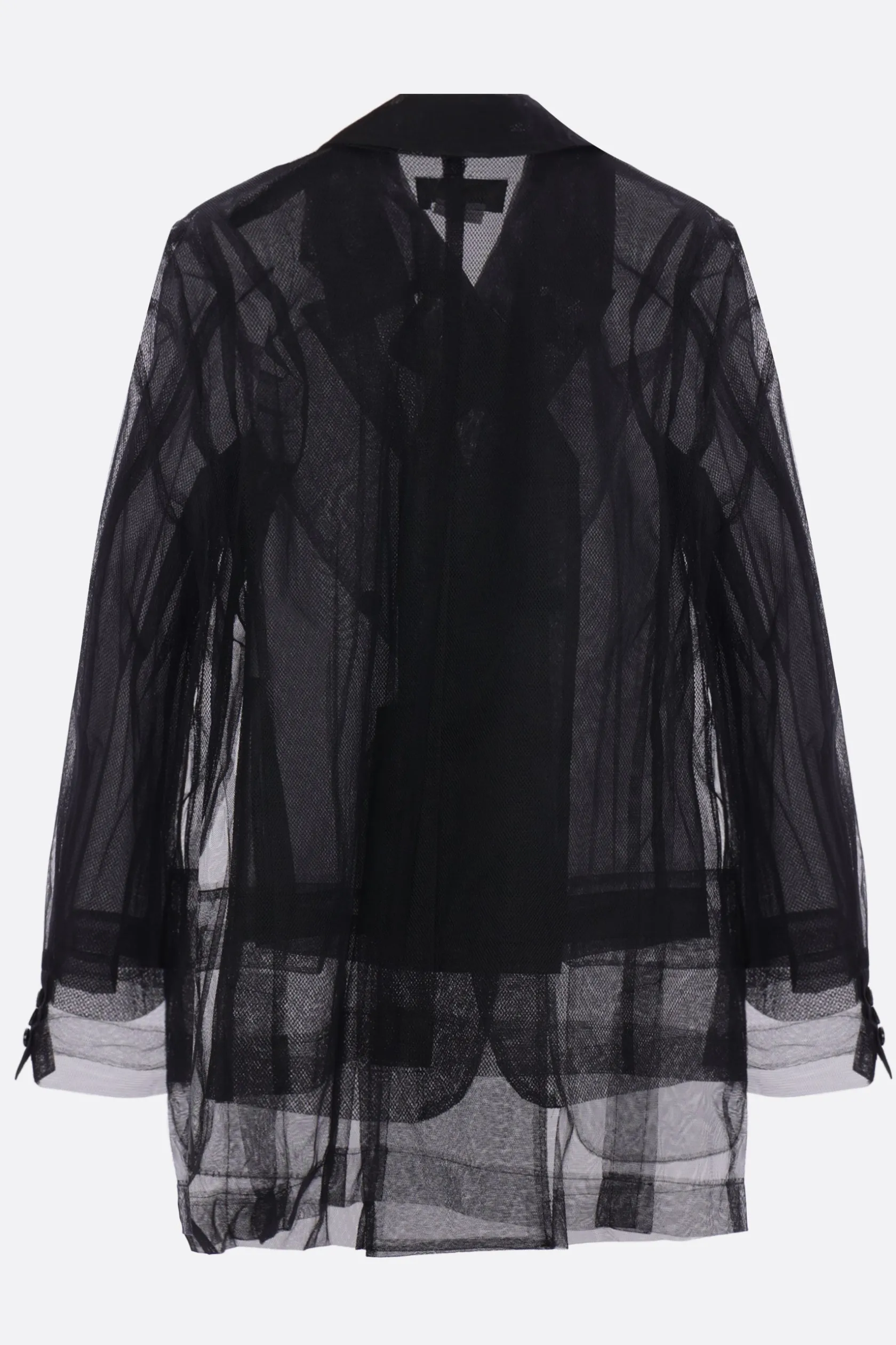 Capispalla>COMME DES GARÇONS giacca doppiopetto in tulle e organza Nero