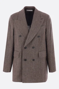 Capispalla>OUR LEGACY giacca doppiopetto Sharp DB in lino e cotone Marrone